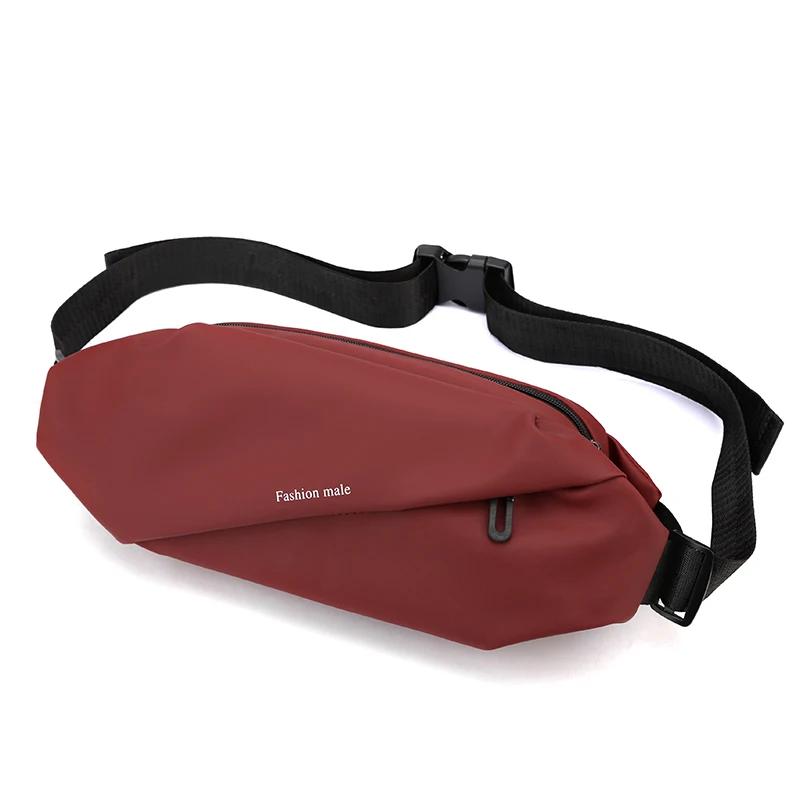 Solid Nylon Small Design Men's Waist Bag Simple and Fashionable Crossbody Bag Leisure Commuting Aesthetic Shoulder Bags