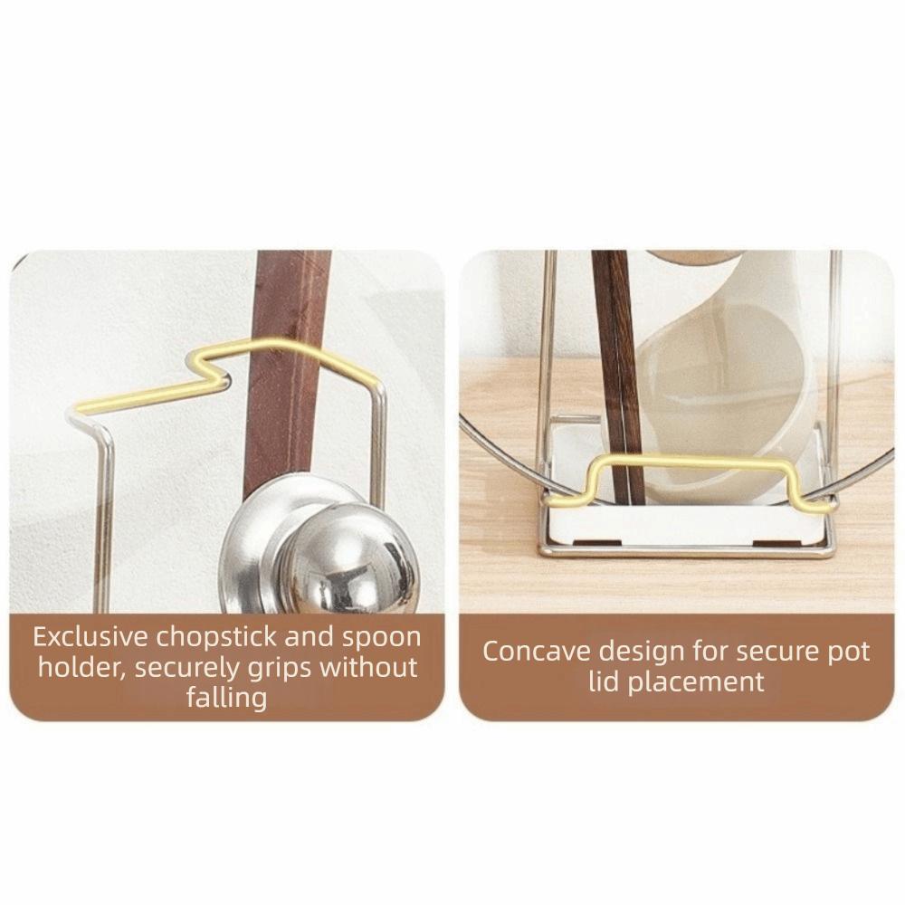 Stainless Steel Pot Lid Rack Non-Tipping Spoon Rest Shelf Modern Spatula Holder  Restaurant