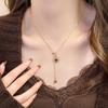 Sunflower Tiger Eye Stone Pendant Necklace - Stylish Snap-fastening Pullable Adjustable Sweater Chain