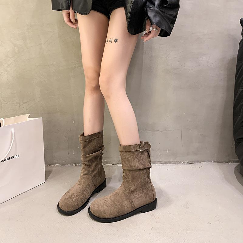 

Suede retro British style versatile knight boots women s autumn 2025 new street style flat-bottomed western cowboy boots 35