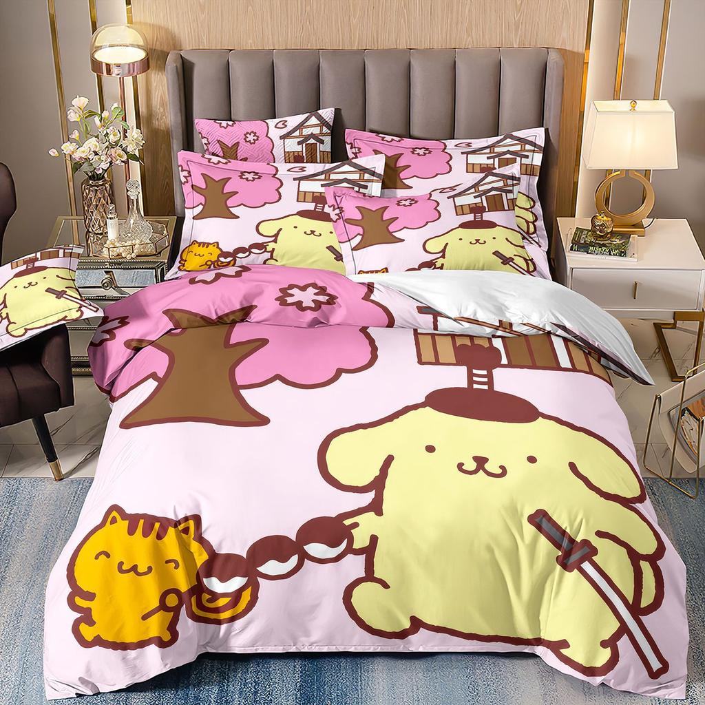 3D Digital Printing Cartoon Animation Children'S Bedding Pudding Dog Three-Piece Set