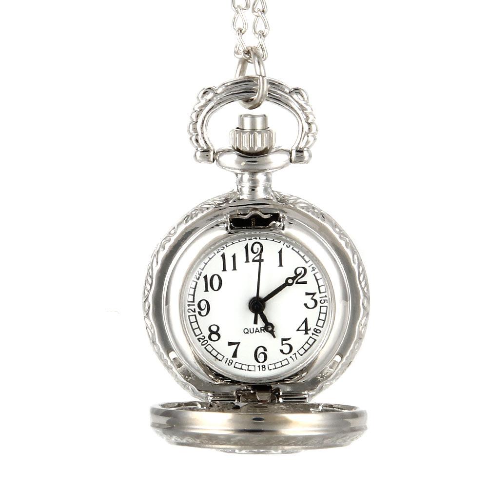 Fashionable Vintage Quartz Pocket Watch Alloy Hollow Out Flowers Chain Necklace Pendant Clock For Women Holiday Birthday Gifts