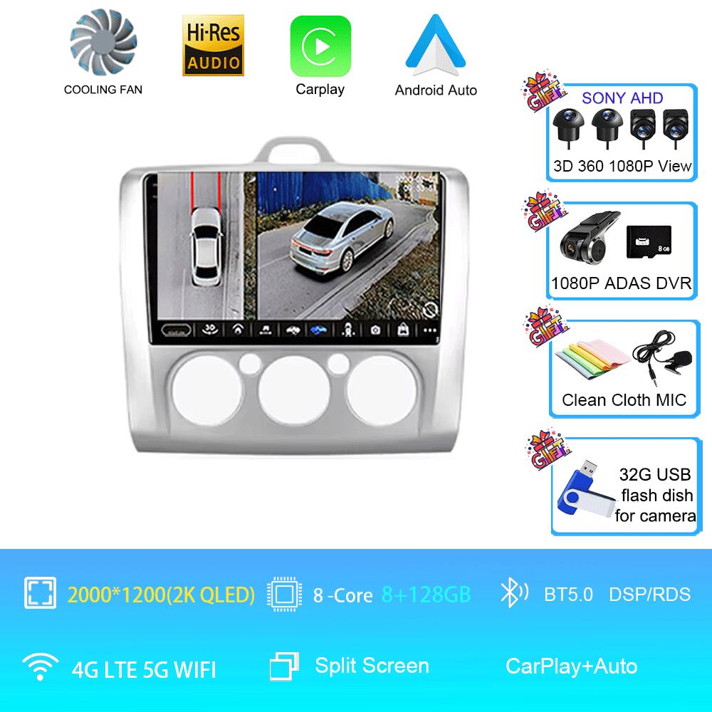 Car Radio Android 14 Auto Carplay WiFi For Ford Focus 2 3 Mk2 Mk3 2004 2005-2011 4G Multimedia GPS Navigation 2 Din Autoradio BT