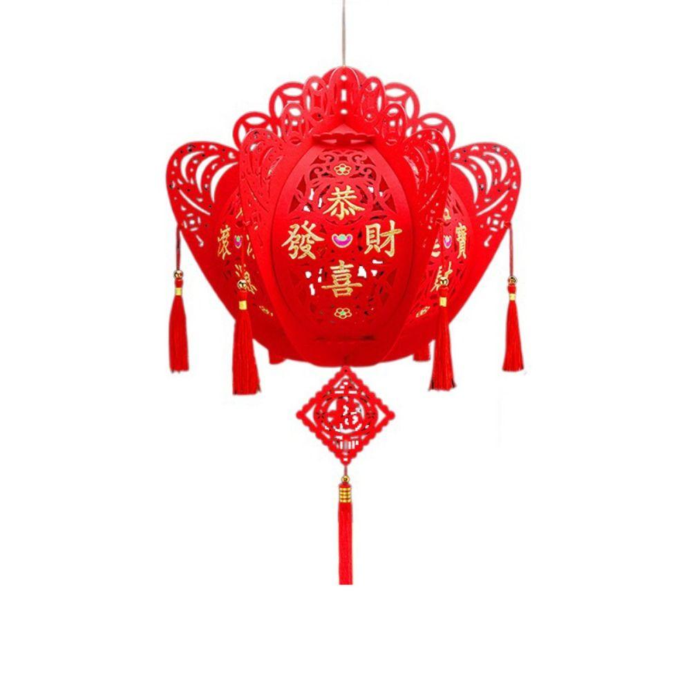 Lint/Gold Foil Spring Festival Red Lantern 3D Spring Festival Hanging Pendant  Party