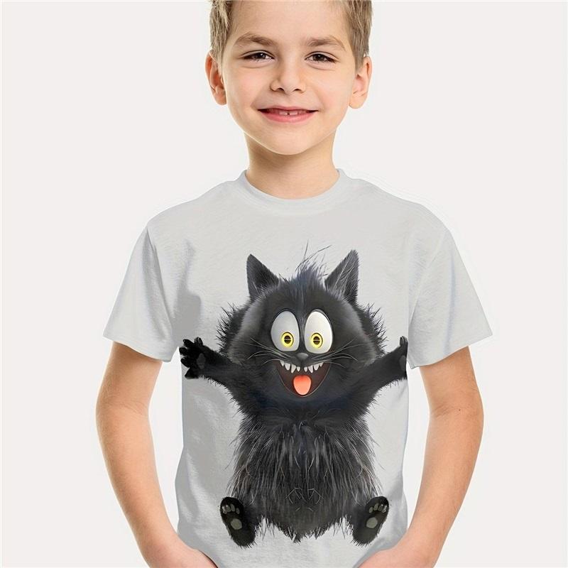 Boys Short Sleeve T-Shirt Summer Printed Kids Children's Clothing Stylish Toddler Apparel Ideal For Play And Casual Wear