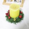 2pcs Exquisite Christmas Wreath Pendant Artificial Hanging Ornament Grid Bow Wreath  Balcony