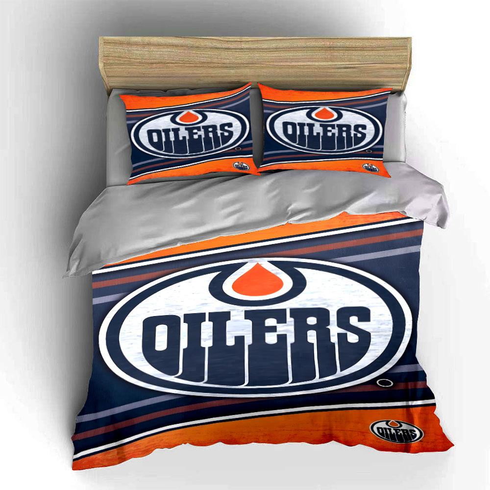 Edmonton Oilers Logo Bedding Design Print Bedding Set Duvet Cover Pillowcases (1* Duvet Cover 2* Pillowcases Do Not Include Comforter)