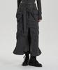 Jenyujeu Layered Belt Zipper Long Skirt - Charcoal