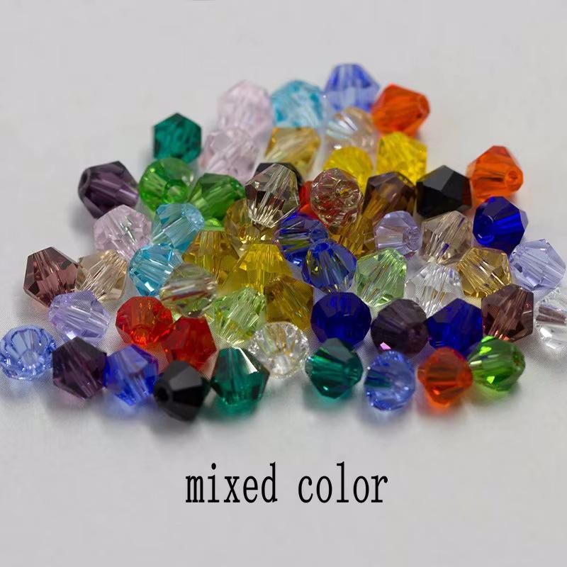 4mm Crystal Bicone Beads 100PCS Faceted Glass Beads Rainbow Loose Craft Beads for Bracelet Necklace Earring Keychain Making DIY