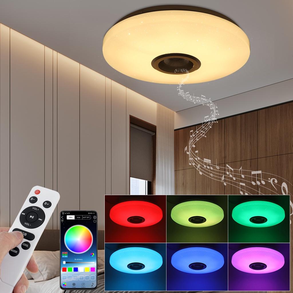 300 W moderne RGB dimmbare Musik Deckenleuchte Fernbedienung und APP-Steuerung Deckenleuchten für Heimlautsprecher Beleuchtungskörper AC180–265 V