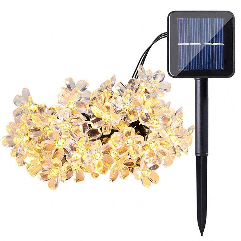 Led Solar Power Sakura Cherry Blossom Light 50led Spotlight Beads Tree String Lights Decorative for Tree Fences Hedges