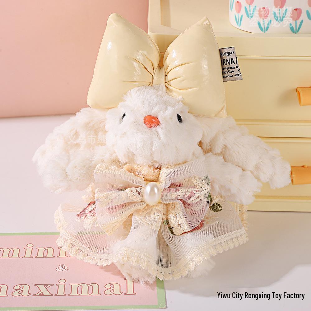 

Lop-Eared Rabbit Plush Doll with Bow Princess Dress - Cute Cartoon Ornament Keychain