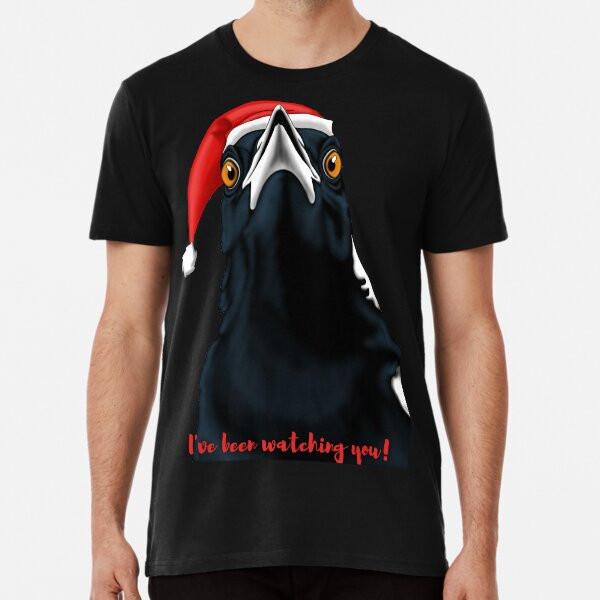 Australian Magpie Christmas Art TShirt Made in Australia Unisex T-Shirt S