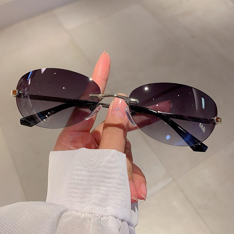 Fashion Y2k Rimless Sunglasses for Women Trendy Sun Glasses Retro Goggle Shades Summer Traveling Eyewear UV400 Gafas De Sol