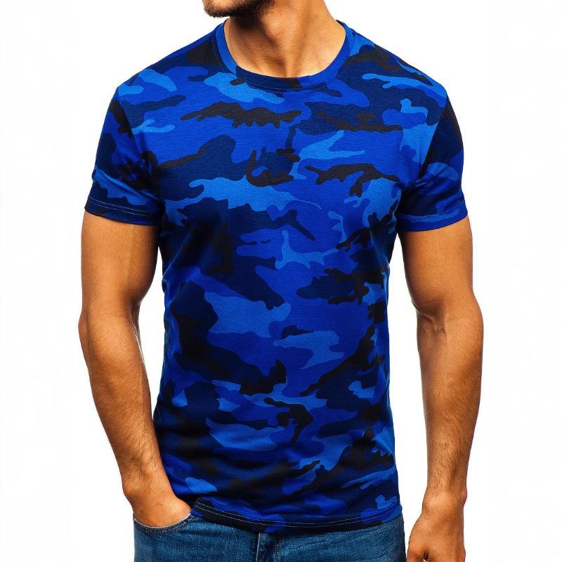 Summer Men's Short Sleeved T-shirt with Digital Printing Camouflage Round Neck Casual Short Sleeved 3D T-shirt