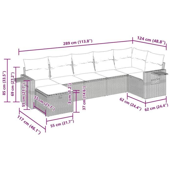 VidaXL Salon de jardin avec coussins 7 pcs gris résine tressée 3325506