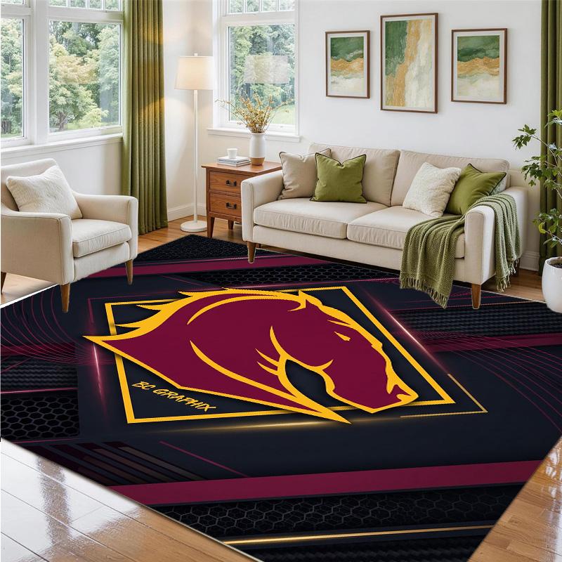 Brisbane Broncos Design Crystal Velvet Rug Soft Decorative Mat for Bedroom Entrance