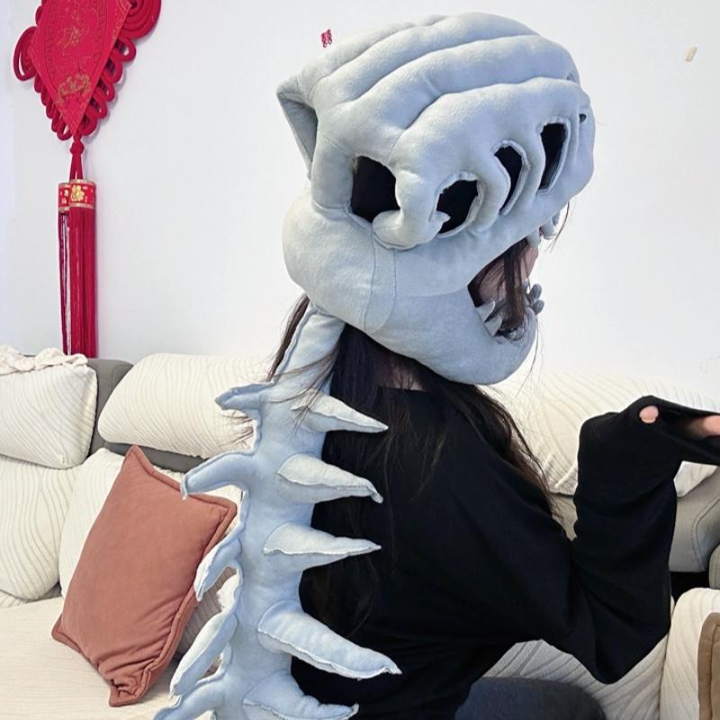 Dinosaur Plush Headgear Set Celebrity-Style Funny Dinosaur Skeleton Hat Soft Cartoon Costume Accessory Party Prop Toys Kid Gifts