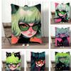 Artwork C-Cat Ear Girl Throw Lightweight 240g Flannel Blanket Soft Skin-friendly for Summer Cooling