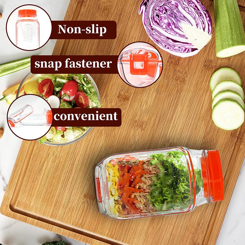 Salad Pod Salad Jar Leakproof Portable With Lid Vegetable Jar Lunch Side Opening Can For Office, School, Travel, Camping