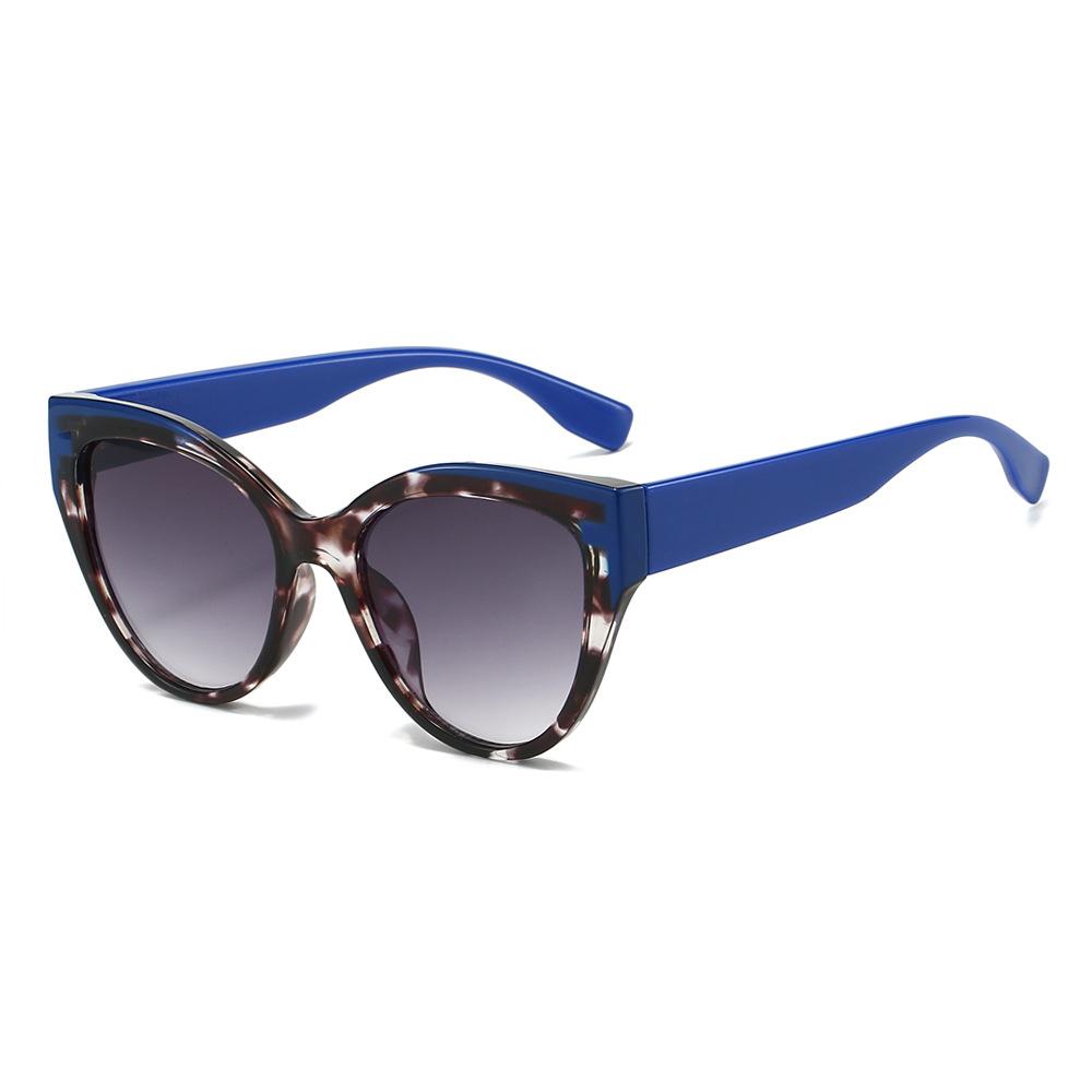 Cool Square Cat-Eye Leopard Print Color-Block Sunglasses, Sun Protection, and Plain Lens Glasses
