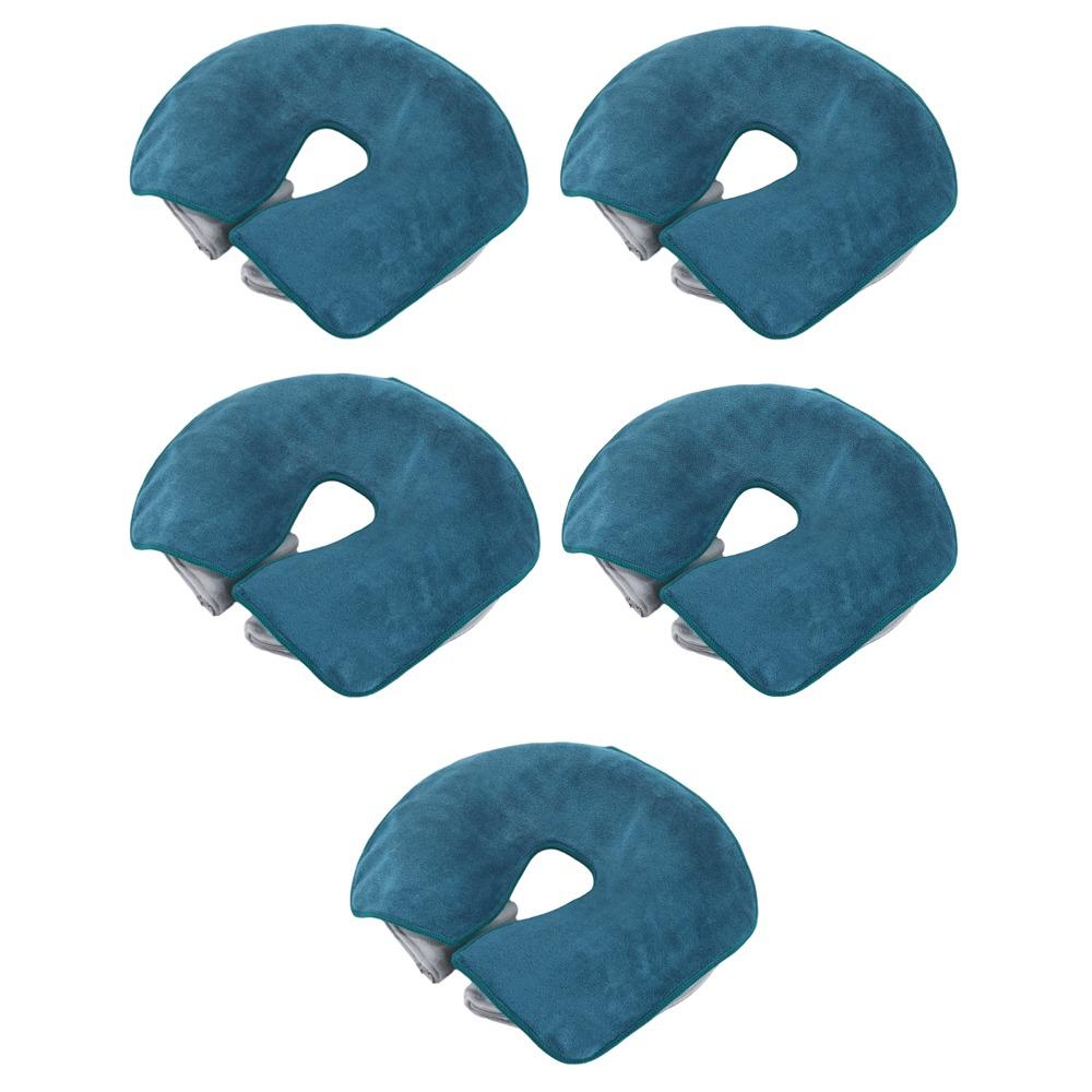 

5 Pieces Soft Fluff-free Facial Pillow Covers Microfiber Thickened U-Shaped Headrest Pads Reusable Headrest Cushion Covers синий