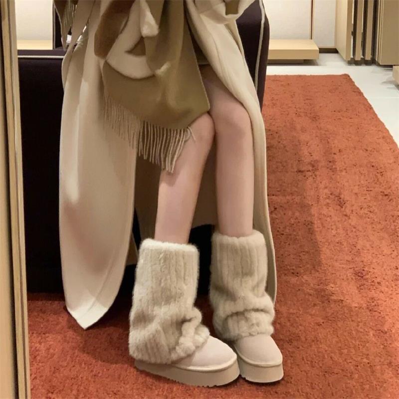 Mid-calf Snow Boots for Women, New Plush Style, Thick Sole, Anti-slip, Cotton Shoes