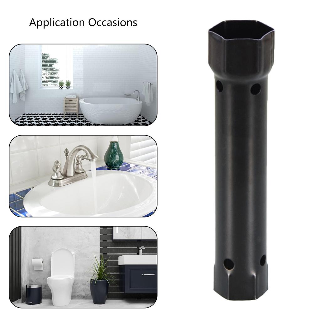204mm Tubular Box Wrench M34-40 Dual Socket Wrench Carbon Steel Tool for Plumbing and Home Repairs Tap Tool Basin Wrench