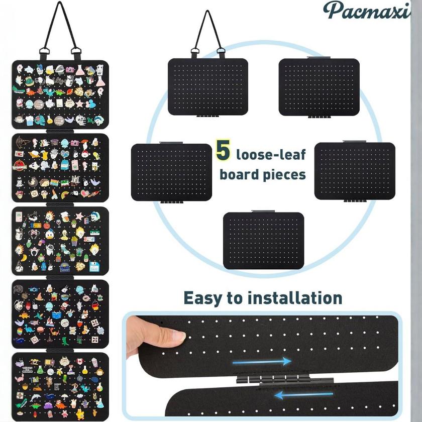 Organizador de Fieltro para Colgar en la Pared para Broches, Pines y Charms Croc, Panel de Exhibición de Joyería con Bolsillos Transparentes, Estante de Almacenamiento para Puerta de Dormitorio