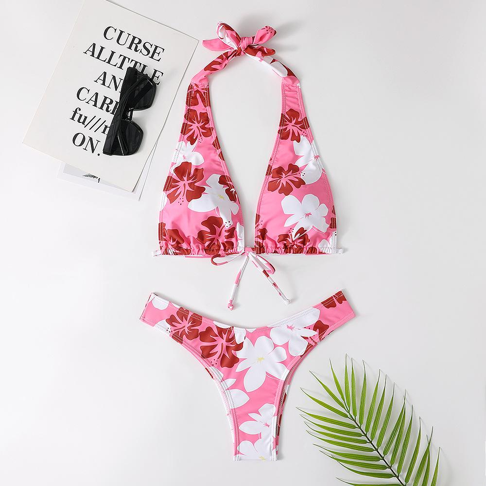 Floral Print Strappy Two-Piece Bikini Swimsuit for Women 2022