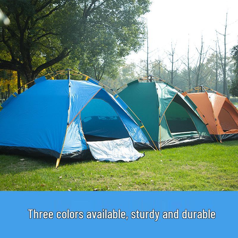 Fully Automatic 3-4 Person Tent: Sun Protection, Thickened Rainproof, Quick Setup for Camping or Beach.