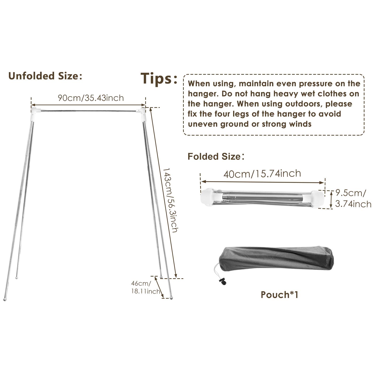 

Retractable Clothes Drying Rack Foldable Floor Stand Clothes Hanger No Installation Clothes Rack for Home Camping Travel Outdoor 1 Set