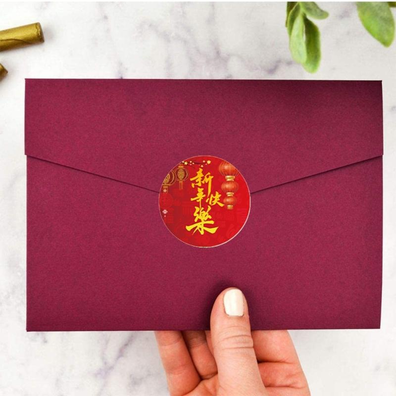 1Roll Chinese Fu New Year Stickers Holiday Decorative Seal Label Stickers for Envelopes Seal Gift Card Package Box