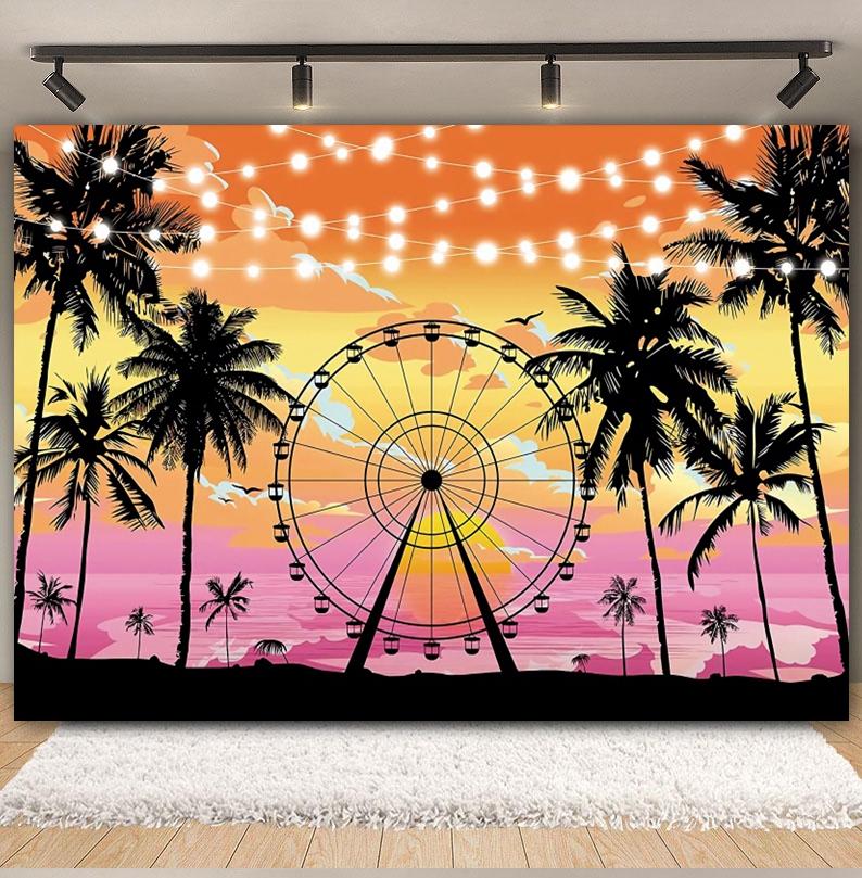 Tropischer Strand Hintergrund für Fotografie Sommer Hawaii Blaues Ozeanwasser Meeresufer Palme Kinder Feiertagsparty Foto Hintergrund Dekoration