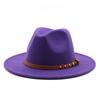 British jazz top hat autumn and winter new woolen hat for men and women simple felt big eaves hat trendy flat edge hat