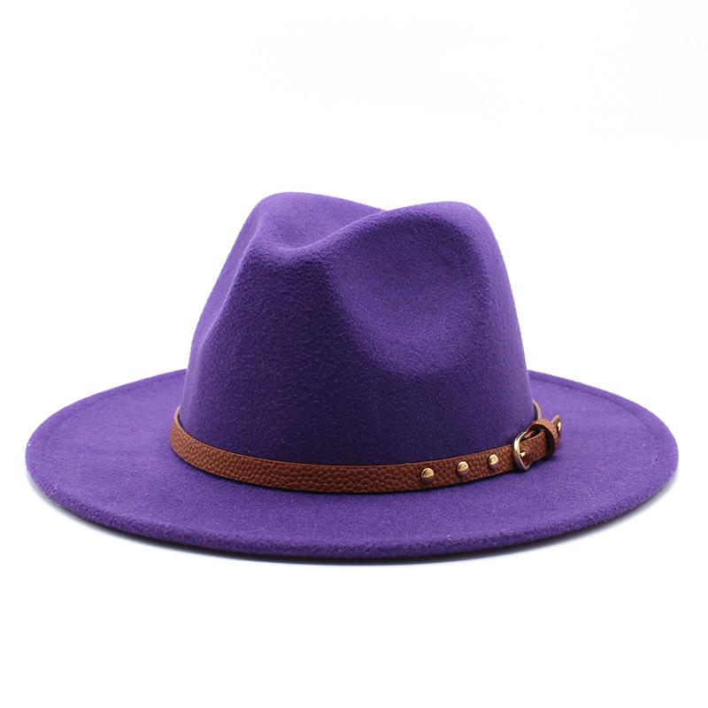 British jazz top hat autumn and winter new woolen hat for men and women simple felt big eaves hat trendy flat edge hat