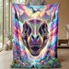 Dinosaur Skull Fantasy Landscape blanket Personalized Name Flannel Blanket Soft Cozy Plush Throw for Sofa Bed Lightweight Home Decor