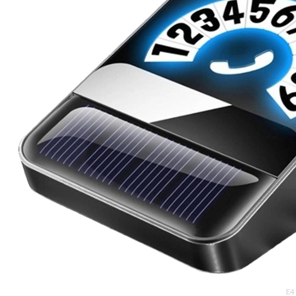 Car Phone Number Card Parking Plate Solar Powered Auto Accessories Temporary