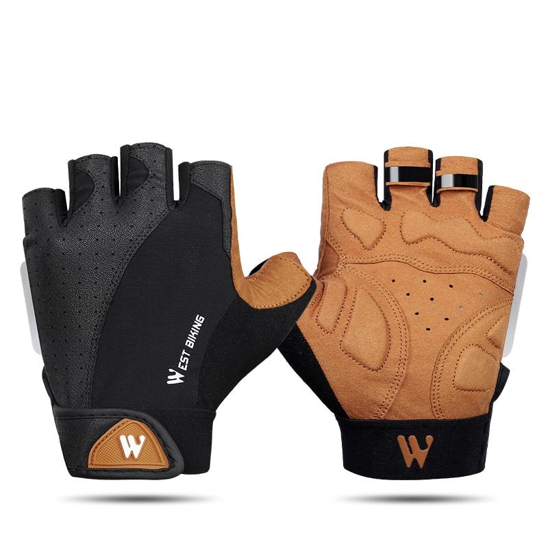 WEST BIKING Sports Bike Gloves Half Finger Men Women MTB Cycling Gloves Running Fitness Gym Riding Motorcycle Bicycle Gloves M оранжевый