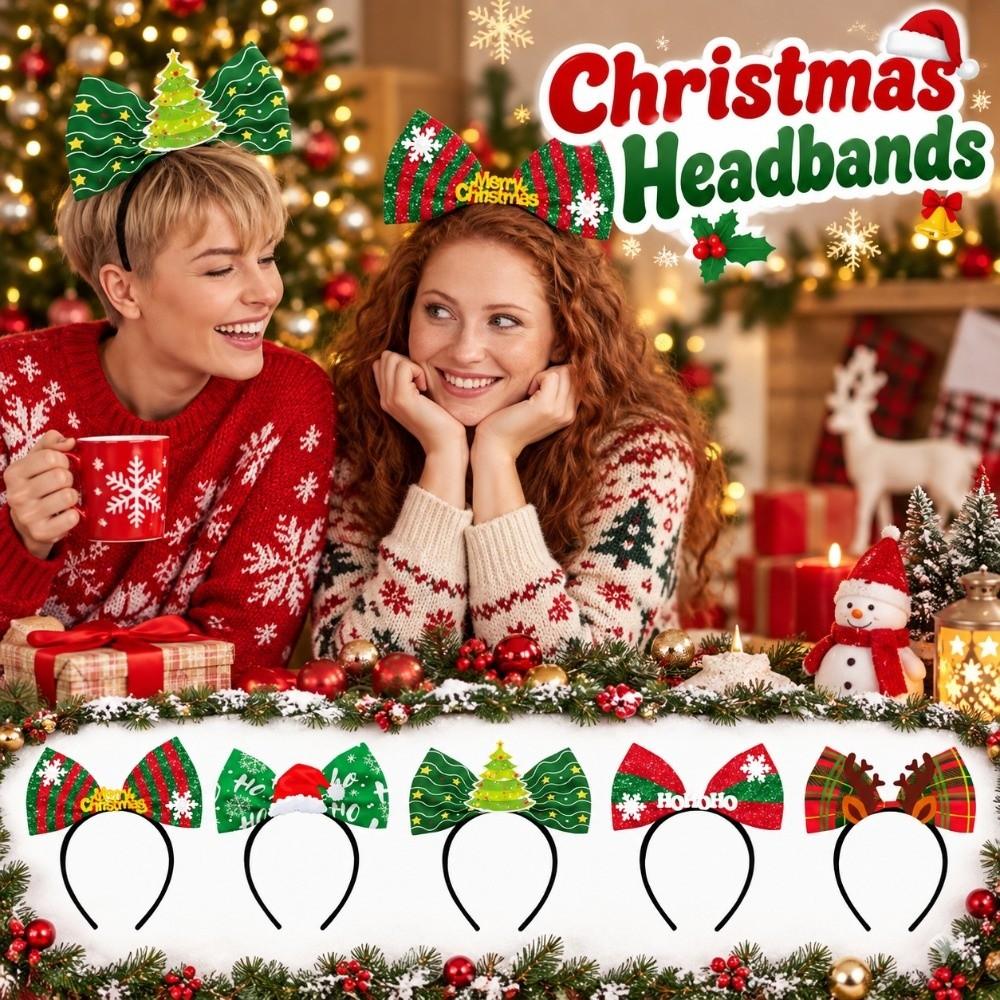 Bowknot Christmas Headbands Elk Cartoon Holiday Hairbands Cosplay Hair Hoop Holiday Event