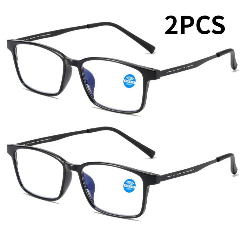 

2PCS Designer Square Reading Glasses Men Women Presbyopia Glasses Readers Highly Diopter Glasses +100