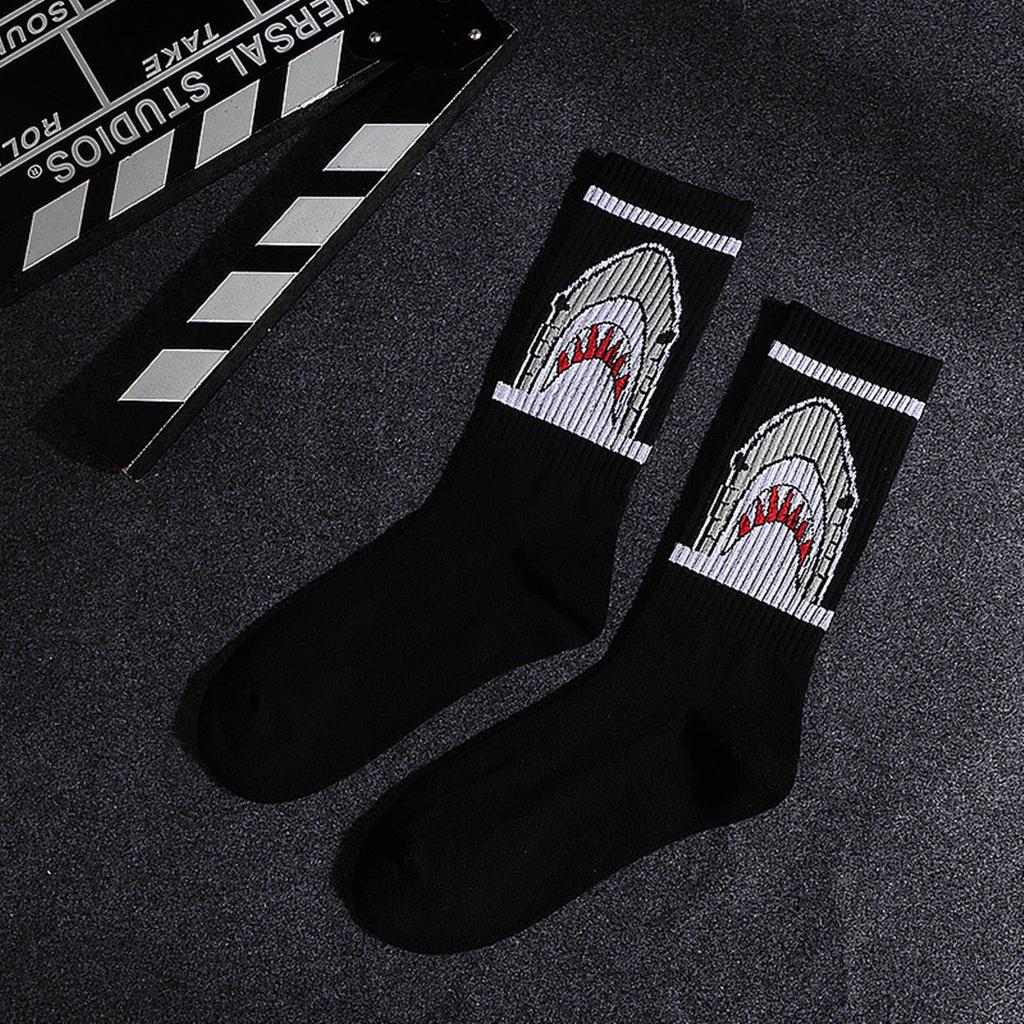 1 Pair Men Fashion Hip Hop Hit Color On Fire Crew Socks Red Flame Blaze Power Torch  Warmth Street Skateboard Cotton Socks