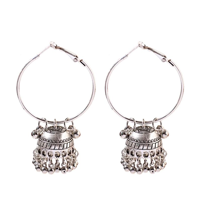 Women‘s Boho Ethnic Gold copper Plated Jhumka Indian Earring Gypsy Zircon Vintage Big Bells Dangle Hanging Earrings For Women