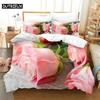 Pink Rose Queen Bedding Set Single Twin Double Queen King Cal King Size Bed Linen Set