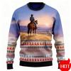 Westlicher Cowboy Hässliche Weihnachtspullover Herren Kleidung 3D Druck Mann Lustiger Weihnachten Feiertag Rundhals Sweatshirt Unisex Oberteile Warme Kleidung