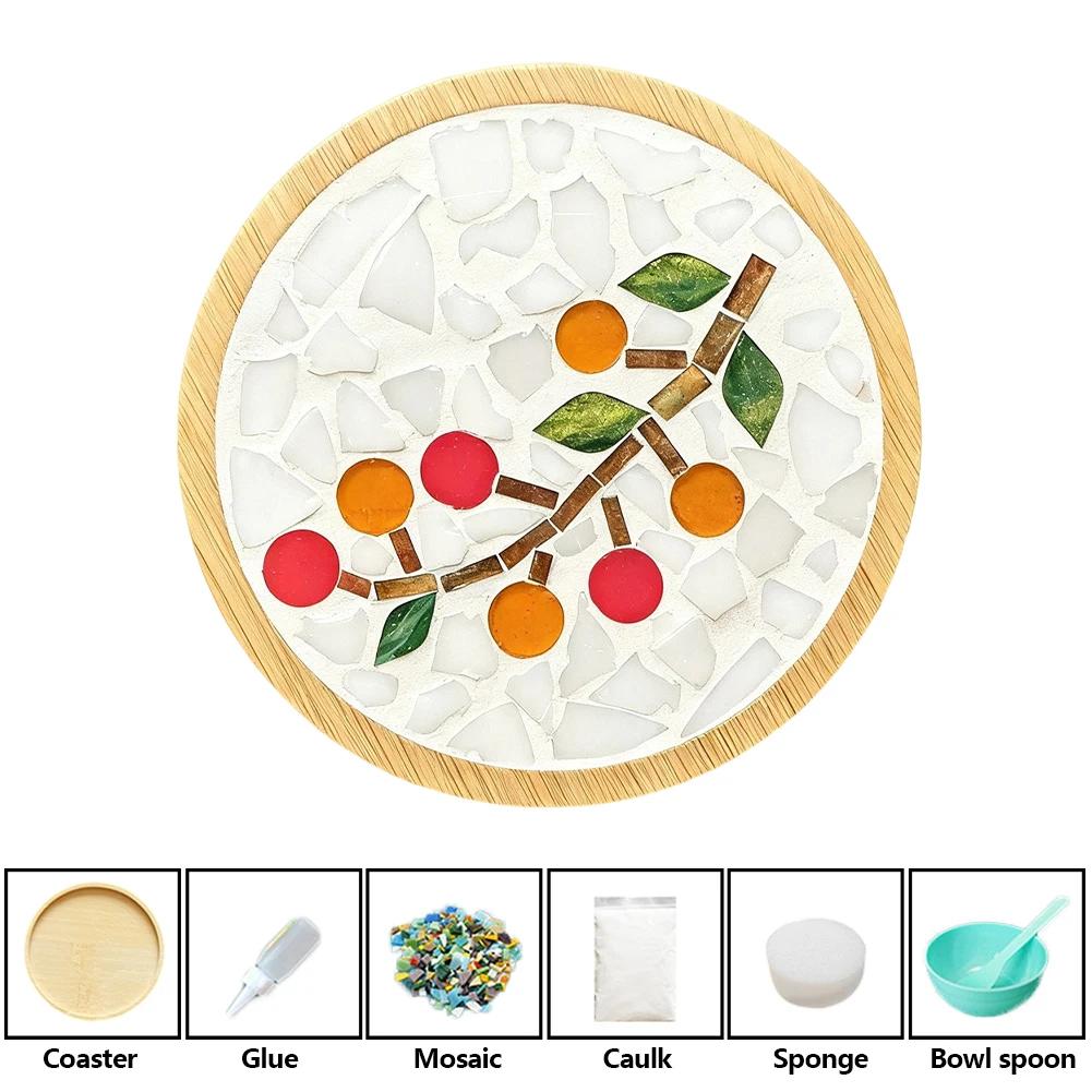 Heat-resistant Cup Mat Fruit/Animals Mosaic Coasters Handmade DIY Bamboo Mica Pad Creation Handicraft