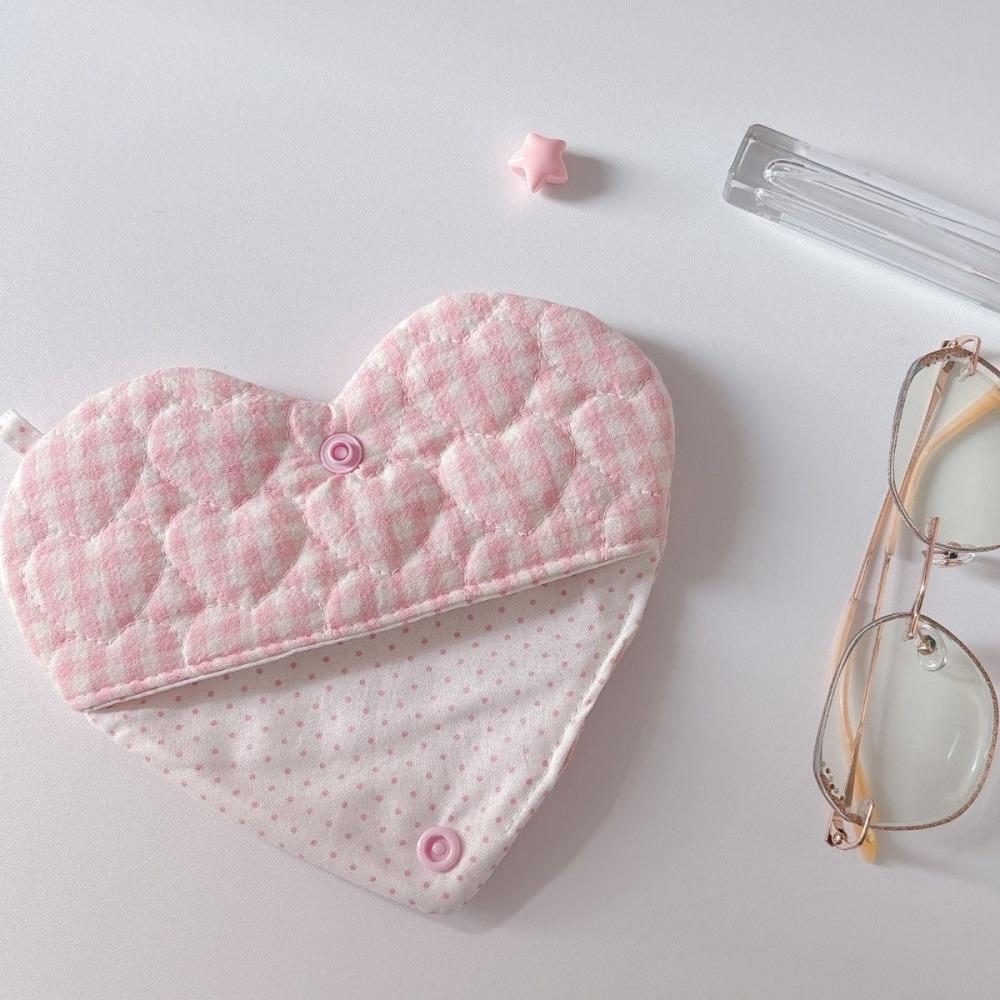 

Ins Style Glasses Case Heart-shaped Storage Bag Portable Eyewear Bag рожевий