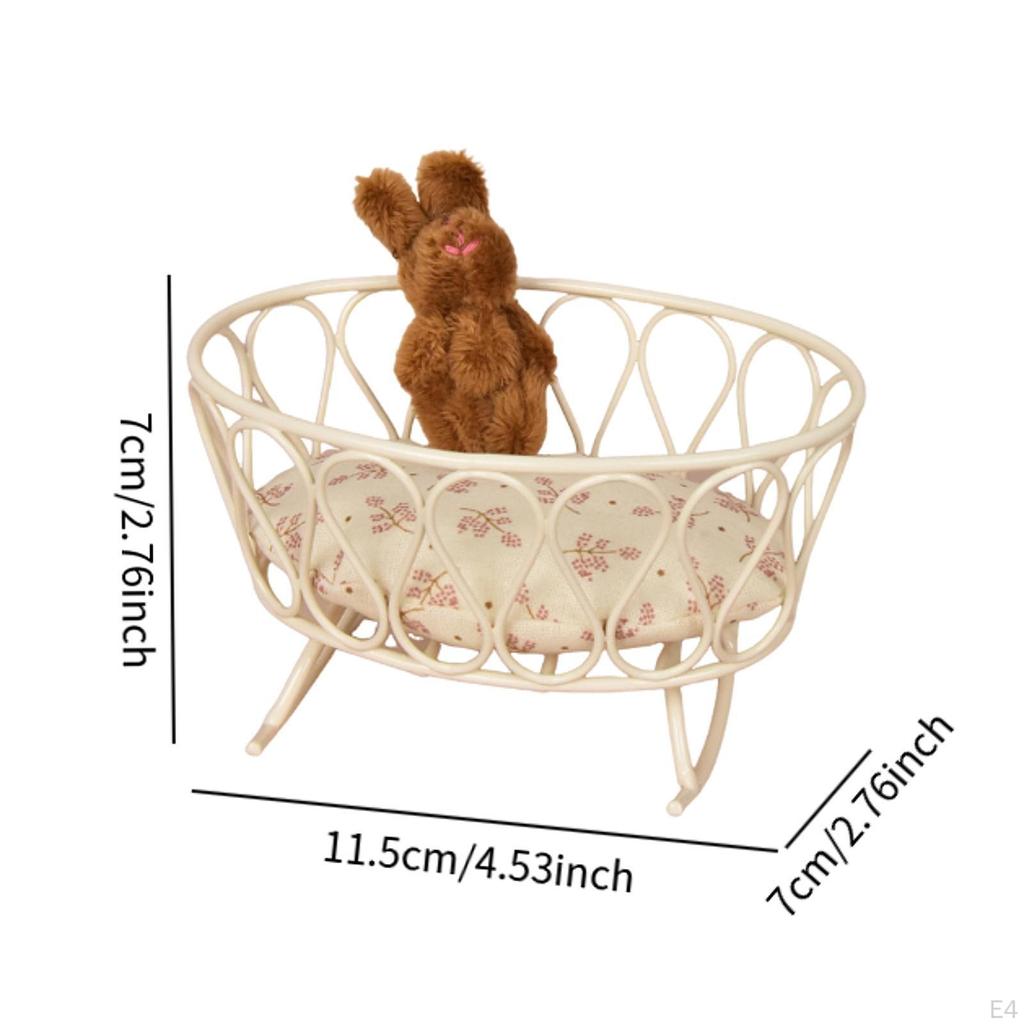 1/12 Puppenhaus Babypuppenbett, Kinderbett DIY Szenenhandwerk, Rollenspielzeugzubehör