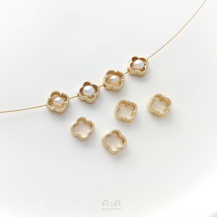 

14K Gold-Filled Four-Leaf Clover & Pearl Beaded DIY Jewelry Materials