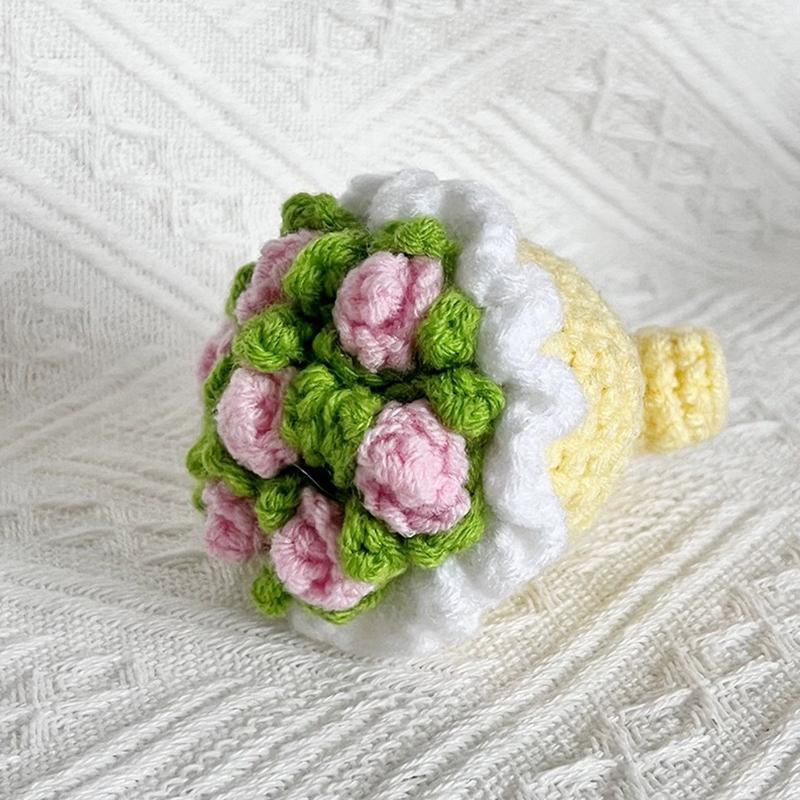 1Pc Keychain Accessories Colorful Handheld Handmade DIY Knitted Bouquet Creativity Wool Flower Mini Flower B жёлтый